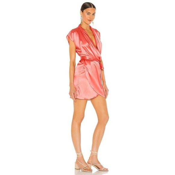 Silk Roads by Adriana Iglesias Tea Dress Coral Orange Mini Silk L NWT $342 - Picture 2 of 6
